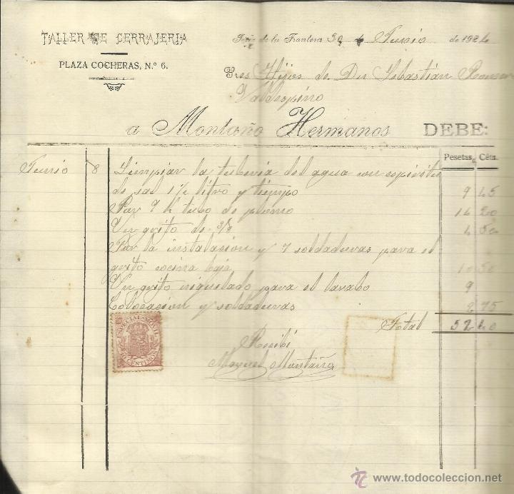 Old Invoices: FACTURA DE MONTA&Ntilde;O HERMANOS. TALLER DE CERRAJER&Iacute;A. JEREZ DE LA FRONTERA. C&Aacute;DIZ. 1924