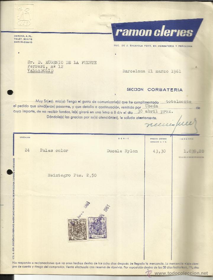 Alte Rechnungen: FACTURA DE RAM&Oacute;N CLERIES. BARCELONA. 1961