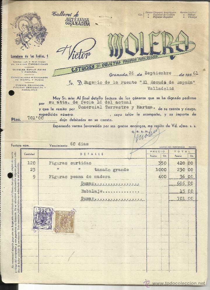 Alte Rechnungen: FACTURA DE VICTOR MOLERA. OBJETOS PARA REGALO. GRANADA. 1951