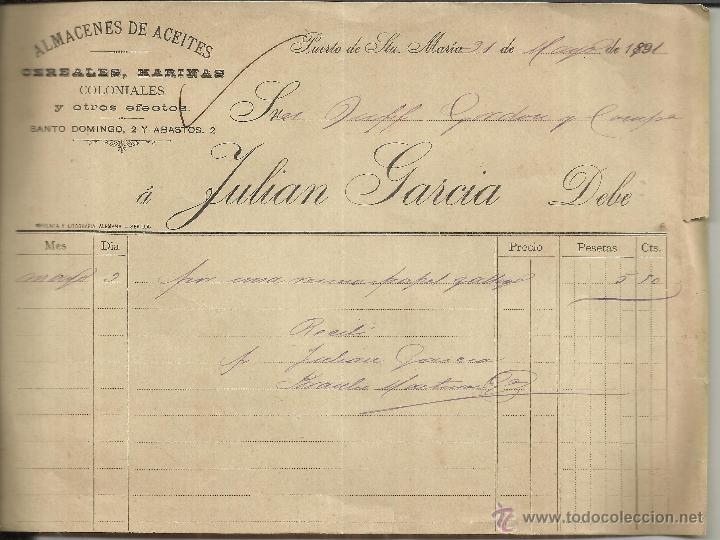 Old Invoices: FACTURA DE JULI&Aacute;N GARC&Iacute;A. ALMAC&Eacute;N DE ACEITES. PUERTO DE SANTA MAR&Iacute;A. C&Aacute;DIZ. 1901