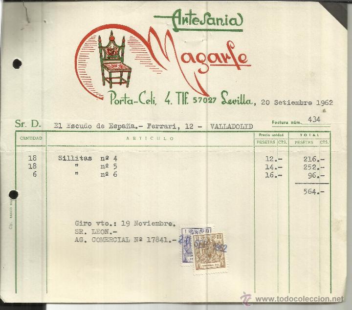 Old Invoices: FACTURA DE ARTESAN&Iacute;A MAGARFE. SEVILLA. 1962