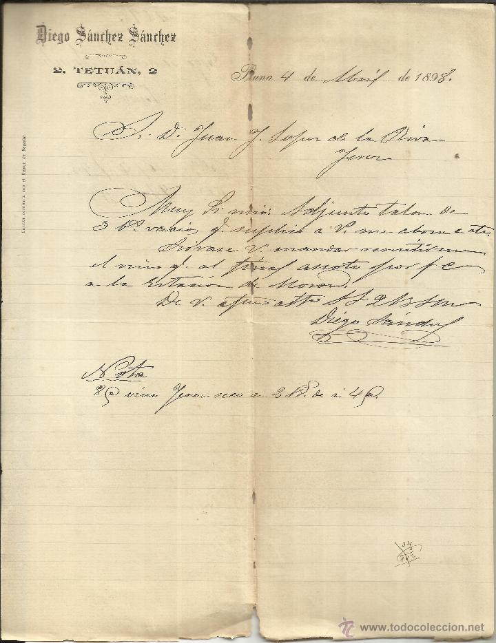Facturas antiguas: FACTURA DE DIEGO S&Aacute;NCHEZ S&Aacute;NCHEZ. PRUNA. SEVILLA. 1898