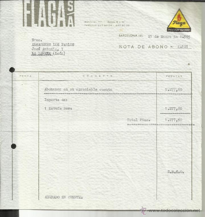 Facturas antiguas: FACTURA DE FLAGA S.A. PICCOLO-BUTANO. BARCELONA. 1965