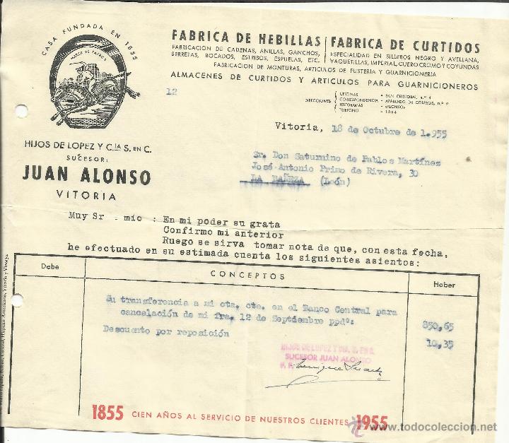 Facturas antiguas: FACTURA DE HIJOS Y C&ordf;. S EN C. SUCESOR DE JUAN ALONSO. VITORIA. 1955