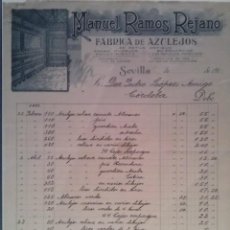 Facturas antiguas: PRECIOSA FACTURA - MANUEL RAMOS REJANO - SEVILLA 1903 - FABRICA DE AZULEJOS