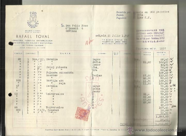 Alte Rechnungen: FACTURA DE RAFAEL TOVAL. SAN ANDR&Eacute;S. F&Aacute;BRICA DE CAJAS Y ESTUCHES. M&Aacute;LAGA. 1947