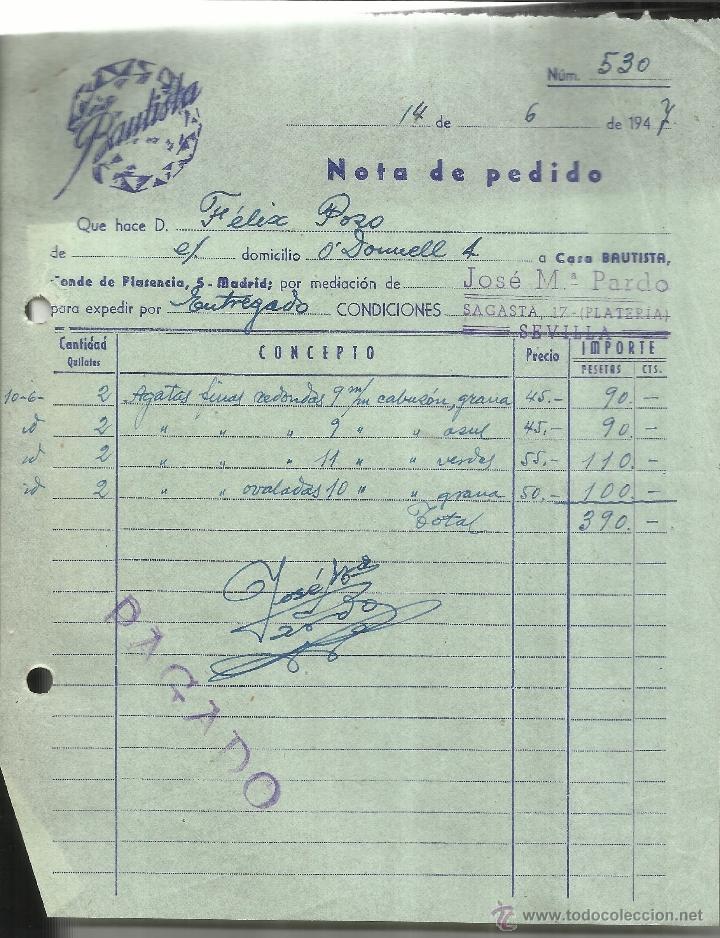 Alte Rechnungen: FACTURA DE BAUTISTA. SEVILLA. 1947