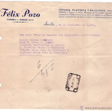 Facturas antiguas: FACTURA DE FÉLIX POZO. JOYERÍA, PLATERÍA Y RELOJERÍA. SEVILLA. 1951.