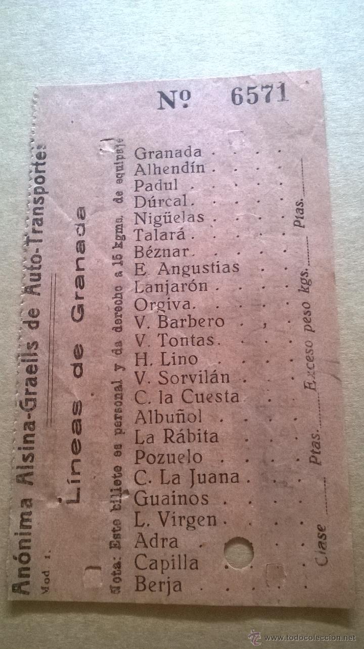 Facturas antiguas: billete alsina graells lineas de granada - Foto 1