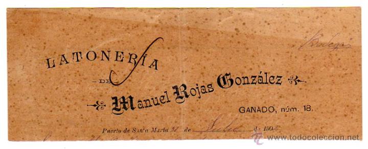 Alte Rechnungen: MEMBRETE DE FACTURA. MANUEL ROJAS GONZ&Aacute;LEZ. LATONER&Iacute;A. PUERTO DE SANTA MAR&Iacute;A.