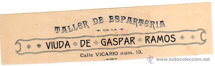 Alte Rechnungen: MEMBRETE DE FACTURA. VIUDA DE GASPAR RAMOS. TALLER DE ESPARTERIA. PUERTO DE SANTA MAR&Iacute;A.