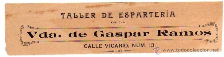 Alte Rechnungen: MEMBRETE DE FACTURA. VDA. DE GASPAR RAMOS. TALLER DE ESPARTERIA. PUERTO DE SANTA MAR&Iacute;A.