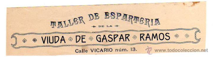 Alte Rechnungen: MEMBRETE DE FACTURA. VIUDA DE GASPAR RAMOS. TALLER DE ESPARTERIA. PUERTO DE SANTA MAR&Iacute;A.