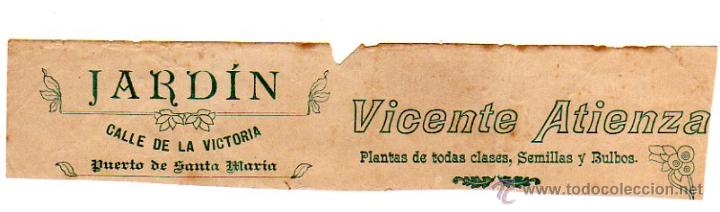 Factures anciennes: MEMBRETE DE FACTURA. VICENTE ATIENZA. JARD&Iacute;N. PUERTO DE SANTA MAR&Iacute;A.