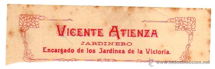 Factures anciennes: MEMBRETE DE FACTURA. VICENTE ATIENZA. JARDINERO PUERTO DE SANTA MAR&Iacute;A.