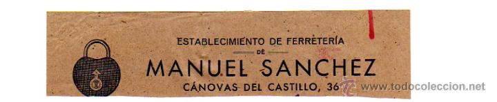 Factures anciennes: MEMBRETE DE FACTURA. MANUEL S&Aacute;NCHEZ. ESTABLECIMIENTO DE FERRETER&Iacute;A. PUERTO DE SANTA MAR&Iacute;A.