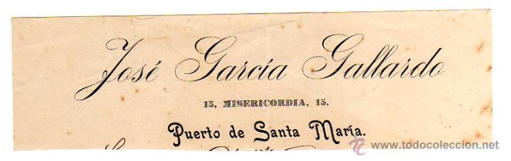 Alte Rechnungen: MEMBRETE DE FACTURA. JOS&Eacute; GARC&Iacute;A GALLARDO. PUERTO DE SANTA MAR&Iacute;A.