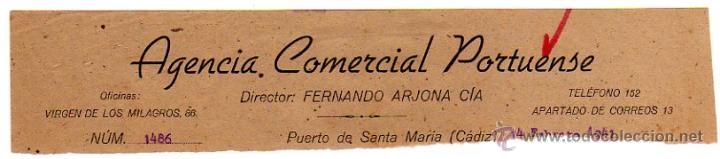 Alte Rechnungen: MEMBRETE DE FACTURA. FERNANDO ARJONA C&Iacute;A. AGENCIA COMERCIAL PORTUENSE. PUERTO DE SANTA MAR&Iacute;A.