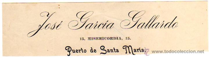 Alte Rechnungen: MEMBRETE DE FACTURA. JOS&Eacute; GARC&Iacute;A GALLARDO. PUERTO DE SANTA MAR&Iacute;A.