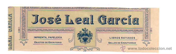 Alte Rechnungen: MEMBRETE DE FACTURA. JOS&Eacute; LEAL GARC&Iacute;A. IMPRENTA-PAPELER&Iacute;A. PUERTO DE SANTA MAR&Iacute;A.