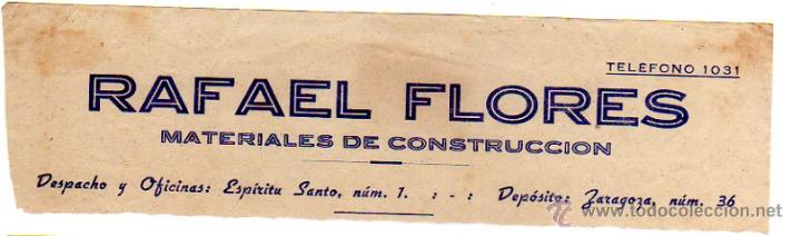 Alte Rechnungen: MEMBRETE DE FACTURA. RAFAEL FLORES. MATERIALES DE CONSTRUCCI&Oacute;N. PUERTO DE SANTA MAR&Iacute;A.