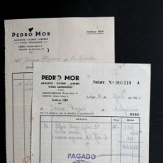Fatture antiche: 2 FACTURAS / FABRICA DE VINOS GENEROSOS - ANIS - LICORES / PEDRO MOR / LLEIDA 1946