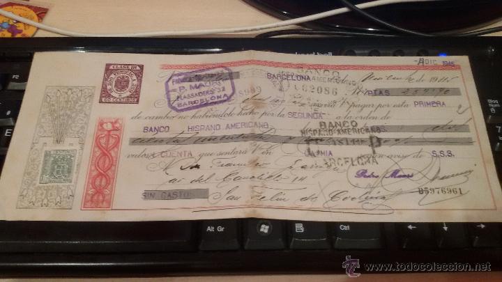 Factures anciennes: RECIBO BANCO HISPANO AMERICANO - FABRICA DE DULCES P. MAURI - BARCELONA 1945