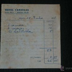 Facturas antiguas: HOTEL CANAULAS DE RIPOLL FACTURA 15 JULIO DE 1958