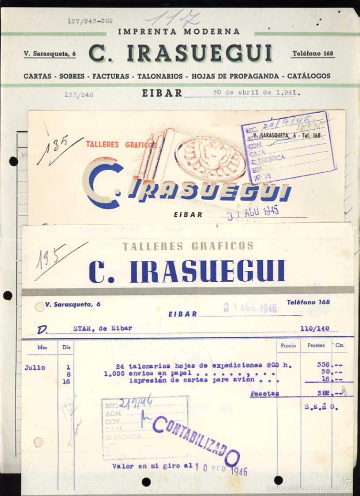 Old Invoices: FACTURAS IMPRENTA C. IRASUEGUI TALLERES GRAFICOS EIBAR
