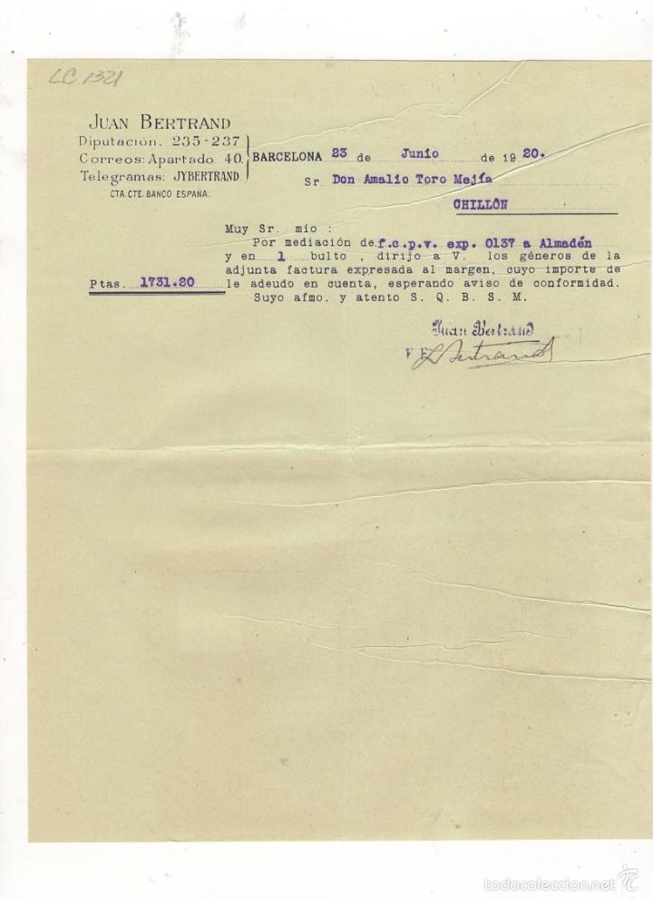 Old Invoices: FACTURA. JUAN BERTRAND, BARCELONA, 1920.