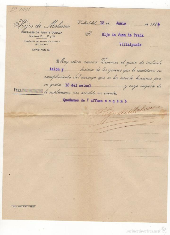 Old Invoices: FACTURA. HIJOS DE MOLINER, VALLADOLID, 1924.