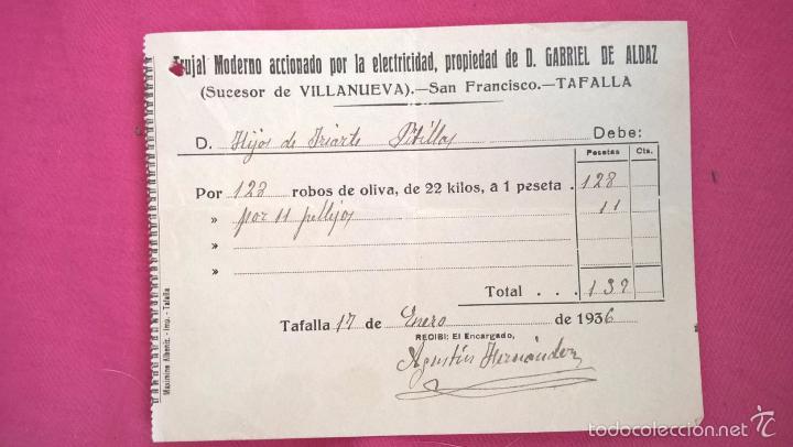 Facturas antiguas: Tafalla (Navarra). 1936 Gabriel de Aldaz