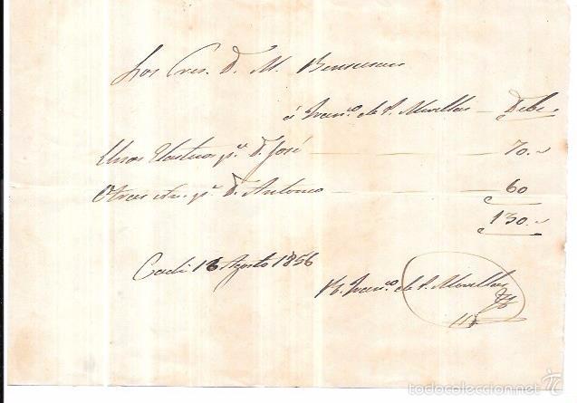 Alte Rechnungen: FACTURA. JOS&Eacute; BENSUNSAN. CADIZ, 1859.