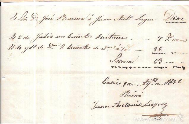 Alte Rechnungen: FACTURA. JOS&Eacute; BENSUNSAN. CADIZ, 1859.