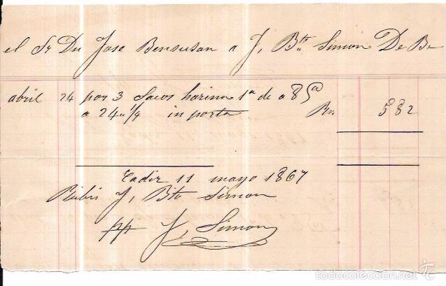 Alte Rechnungen: FACTURA. JOS&Eacute; BENSUNSAN. CADIZ, 1859.