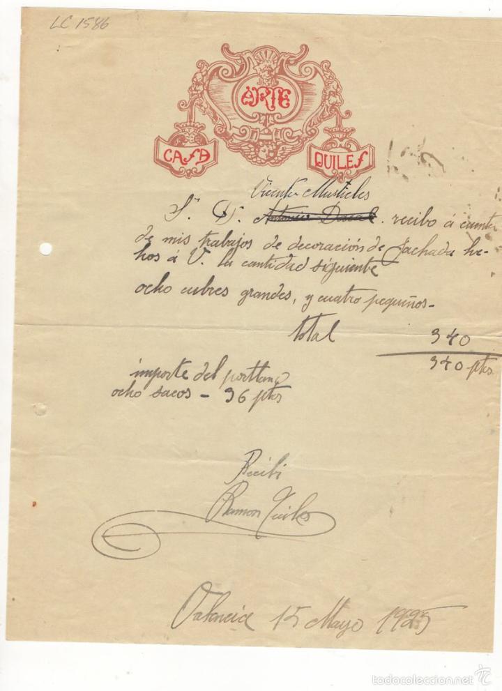 Old Invoices: FACTURA. ARTE CASD QUILES, VALENCIA, 1925.
