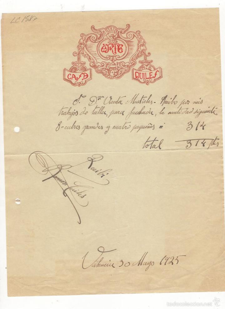 Old Invoices: FACTURA. ARTE CASD QUILES, VALENCIA, 1925.