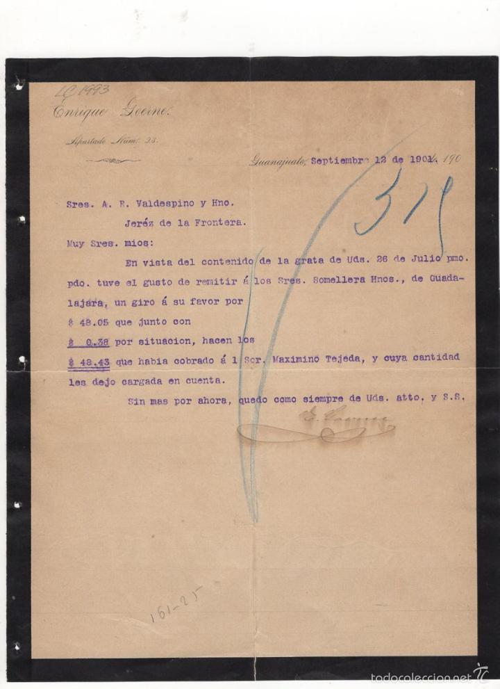 Old Invoices: FACTURA. ENRIQUE GOERNE, GUANAJATO, 1901.