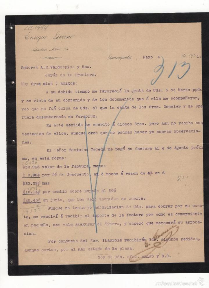 Old Invoices: FACTURA. ENRIQUE GOERNE, GUANAJATO, 1901.