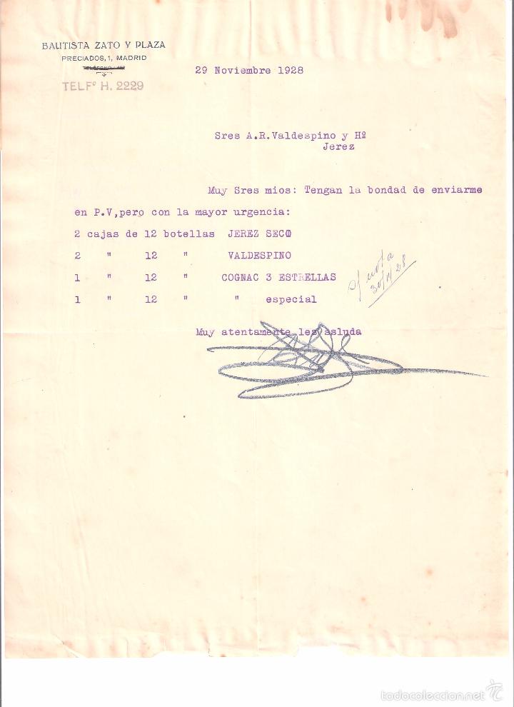 Alte Rechnungen: FACTURA. BAUTISTA ZATO Y PLAZA. MADRID. 1928.