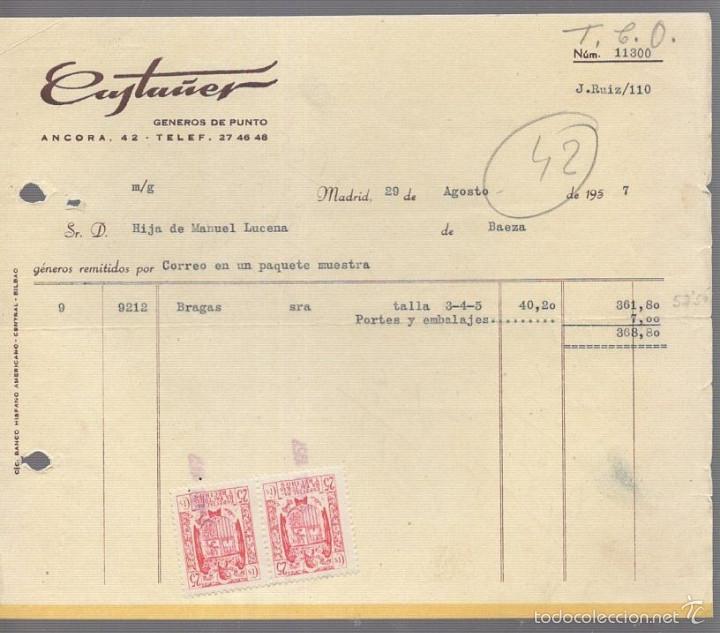 Old Invoices: FACTURA. CASTA&Ntilde;ER. GENEROS DE PUNTO. MADRID. 1957