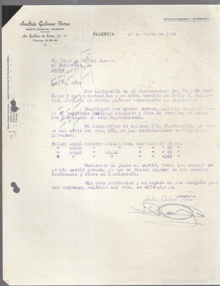 Alte Rechnungen: FACTURA. ANDRES GALMES FLORES. AGENTE COMERCIAL. VALENCIA. 1960