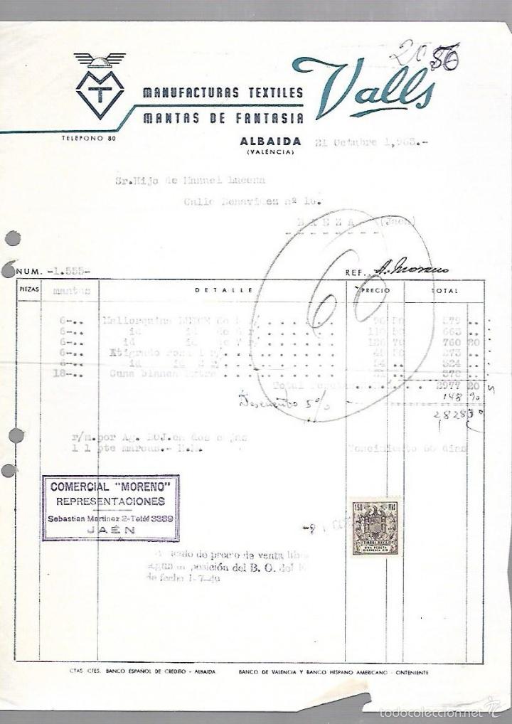 Old Invoices: CARTAS COMERCIAL. MANUFACTURAS TEXTILES. VALLS. ALBAIDA, VALENCIA. 1963