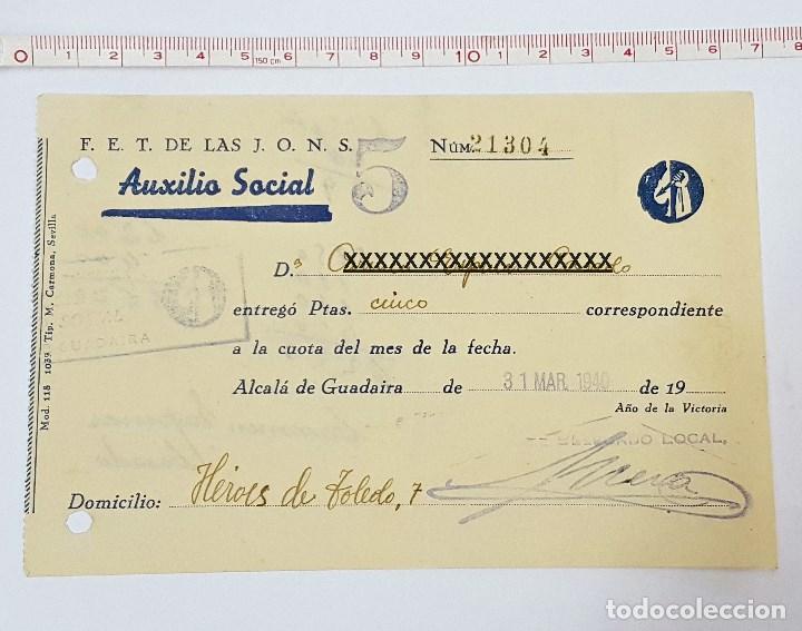 Factures anciennes: Recibo de Auxilio Social F.E.T.de las J.O.N.S. 1940