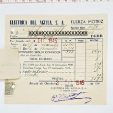 Facturas antiguas: FACTURA DE PAGO DE LUZ CON RECARGO DE 1945. Lote 66139426