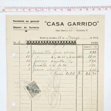Facturas antiguas: FACTURA DE COMPRA A CASA GARRIDO 1952. Lote 66260714