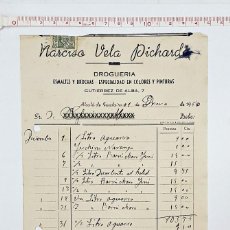 Facturas antiguas: RECIBO DE PAGO DE PRODUCTOS DE DROGUERIA DE 1950. Lote 66769954