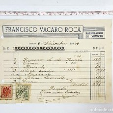 Facturas antiguas: FACTURA DE BARNIZADO DE MUEBLES DE 1939. Lote 66770450