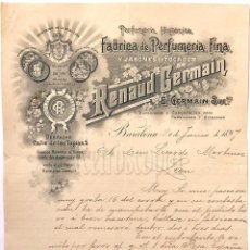 Facturas antiguas: FACTURA FABRICA DE PERFUMERIA FINA RENAUD GERMAIN. BARCELONA 1897. Lote 67423065