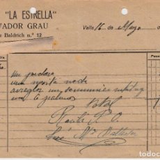 Facturas antiguas: RECIBO COMERCIAL DE MUEBLES LA ESTRELLA DE SALVADOR GRAU EN VALLS -AÑOS 40-